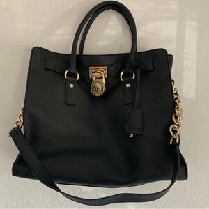 Michael Kors Black Satchel with Gold Accents
